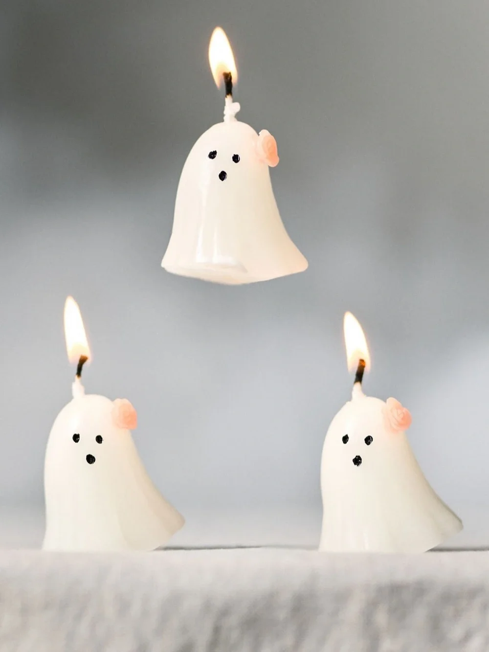 Anthropologie Ghost Shaped Decorative Wax Candles Set of 3 Halloween New NIB